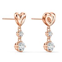 Fashion Simple Heart-shaped Drop Earrings Inlaid Zircon Copper Earrings sku image 1