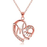 Fashion Letter Mom Separation Heart-shaped Diamond Copper Necklace sku image 2