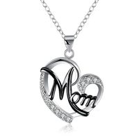 Fashion Letter Mom Separation Heart-shaped Diamond Copper Necklace sku image 7