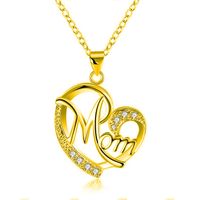 Fashion Letter Mom Separation Heart-shaped Diamond Copper Necklace sku image 3
