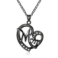 Fashion Letter Mom Separation Heart-shaped Diamond Copper Necklace sku image 4