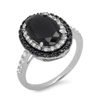 Simple Fashion Copper Inlaid Black Zircon Oval Ring Wholesale sku image 1