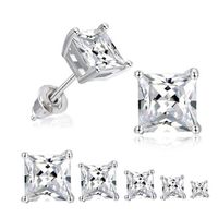 Classic Inlaid Four-claw Square Zircon Copper Earrings Wholesale sku image 4