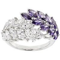 Creative Fashion Copper Inlaid Zircon Two-colors Small Leafs Ring Wholesale sku image 4