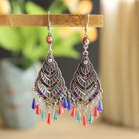 1 Pair Vintage Style Heart Shape Alloy Plating Inlay Artificial Gemstones Women's Drop Earrings main image 3