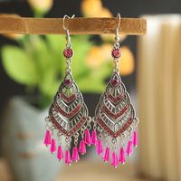 1 Pair Vintage Style Heart Shape Alloy Plating Inlay Artificial Gemstones Women's Drop Earrings main image 5