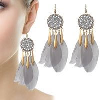 Fashion Ethnic Style Dream Catcher Pattern Braided Feather Alloy Earrings sku image 8