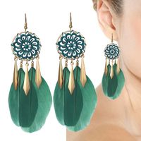 Fashion Ethnic Style Dream Catcher Pattern Braided Feather Alloy Earrings sku image 12