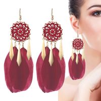 Fashion Ethnic Style Dream Catcher Pattern Braided Feather Alloy Earrings sku image 9