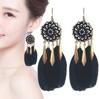 Fashion Ethnic Style Dream Catcher Pattern Braided Feather Alloy Earrings sku image 7