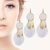 Fashion Ethnic Style Dream Catcher Pattern Braided Feather Alloy Earrings sku image 6