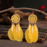 Fashion Ethnic Style Dream Catcher Pattern Braided Feather Alloy Earrings sku image 1