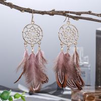 1 Pair Ethnic Style Color Block Plating Alloy Feather · Drop Earrings sku image 2