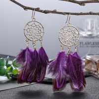 1 Pair Ethnic Style Color Block Plating Alloy Feather · Drop Earrings main image 2