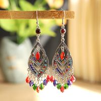 1 Pair Ethnic Style Water Droplets Alloy Tassel Plating Inlay Artificial Diamond Women's Drop Earrings main image 4
