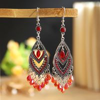 1 Pair Ethnic Style Water Droplets Alloy Tassel Plating Inlay Artificial Diamond Women's Drop Earrings main image 2