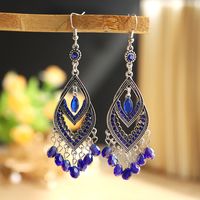 1 Pair Ethnic Style Water Droplets Alloy Tassel Plating Inlay Artificial Diamond Women's Drop Earrings main image 3