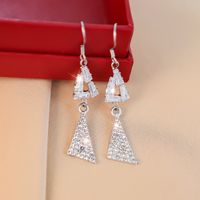 Korean Geometric Heart Snowflake Full Diamond Long Tassel Alloy Earrings sku image 5