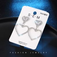 Korean Geometric Heart Snowflake Full Diamond Long Tassel Alloy Earrings sku image 9