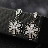 Korean Geometric Heart Snowflake Full Diamond Long Tassel Alloy Earrings sku image 14