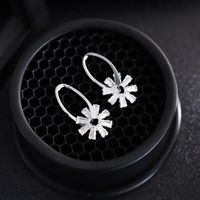 Korean Geometric Heart Snowflake Full Diamond Long Tassel Alloy Earrings sku image 15