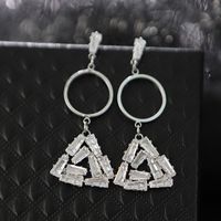 Korean Geometric Heart Snowflake Full Diamond Long Tassel Alloy Earrings sku image 17