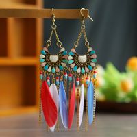 1 Pair Retro Leaf Alloy Feather Plating Women's Drop Earrings sku image 4