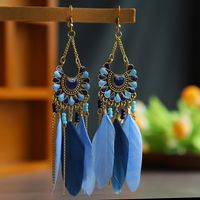 1 Pair Retro Leaf Alloy Feather Plating Women's Drop Earrings main image 1