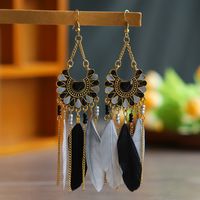 1 Pair Retro Leaf Alloy Feather Plating Women's Drop Earrings sku image 2