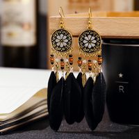 Boho Rice Bead Water Drop Tassel Alloy Earrings Wholesale sku image 5