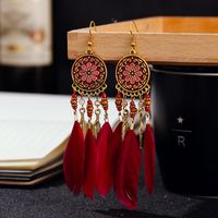 Boho Rice Bead Water Drop Tassel Alloy Earrings Wholesale sku image 9