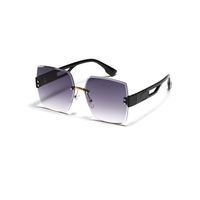 Fashion Polygonal Irregular Diamond Frameless Hollow Temple Sunglasses Wholesale sku image 2
