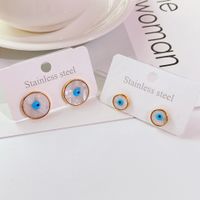 Fashion Trend New Titanium Steel Gold Simple Eye Shape Earrings main image 1