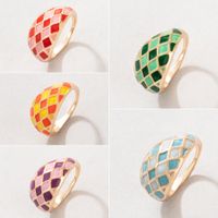 New Color Dripping Oil Plaid Fashion Alloy Thick Single Ring main image 1