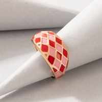 New Color Dripping Oil Plaid Fashion Alloy Thick Single Ring main image 3