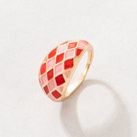 Nuevo Anillo Grueso De Aleación De Moda A Cuadros Con Goteo De Aceite De Color sku image 1