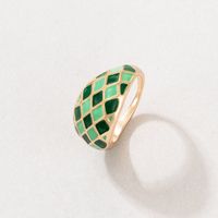 New Color Dripping Oil Plaid Fashion Alloy Thick Single Ring sku image 4
