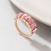 Fashion Rectangular Multi-color Diamond Alloy Single Ring Female sku image 6