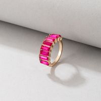 Fashion Rectangular Multi-color Diamond Alloy Single Ring Female sku image 2