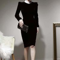 New Stand-up Collar Lace Contrast Color Slim Fit Dress Bottoming Skirt main image 5
