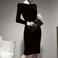 New Stand-up Collar Lace Contrast Color Slim Fit Dress Bottoming Skirt main image 7