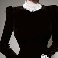 New Stand-up Collar Lace Contrast Color Slim Fit Dress Bottoming Skirt main image 9