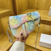 2022 Fashion Embroidery Thread Colorful One-shoulder Messenger Rhombus Saddle Bag 23*18*5cm main image 1