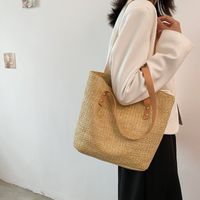 Simple Straw Casual Shoulder Large-capacity Backpack Wholesale 33*25*11cm main image 4