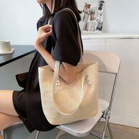 Simple Straw Casual Shoulder Large-capacity Backpack Wholesale 33*25*11cm main image 5