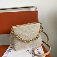 Vintage Straw Fashionable  Trendy Small Daisy Shoulder Handbag 23.5*18.5*8.5cm main image 1