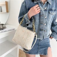 Vintage Straw Fashionable  Trendy Small Daisy Shoulder Handbag 23.5*18.5*8.5cm main image 3