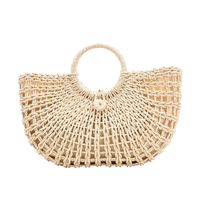Straw Woven New Semi-circular Woven Casual Women's Spring Beach Bag 44*24*8cm main image 6