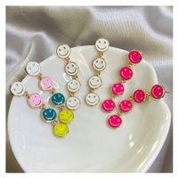 Simple Multi-color Long Oil Drip Tassel Smiley Earrings Wholesale main image 1