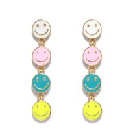 Simple Multi-color Long Oil Drip Tassel Smiley Earrings Wholesale main image 4